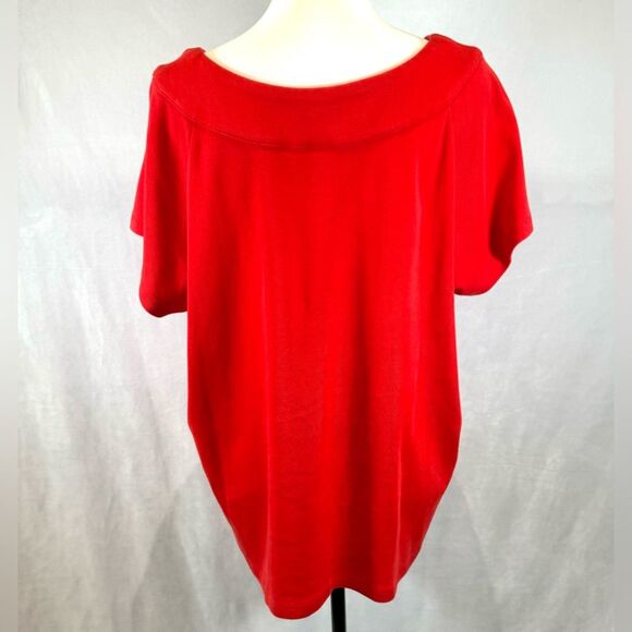 Rafaella 100% cotton red silver embellished short sleeve top size 3X - Picture 3 of 5